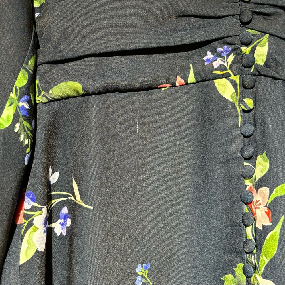 Keepsake the Label M Satin Floral Navy Mini V-neck Long Sleeve Dress - Picture 3 of 9